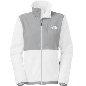 NWT Womens North Face Denali Jacket TNF White/High Rise Grey (Size Small) 🎅🏻